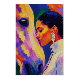 Pôster Gentle Bond – Mulher e Cavalo Retrato Fauvista