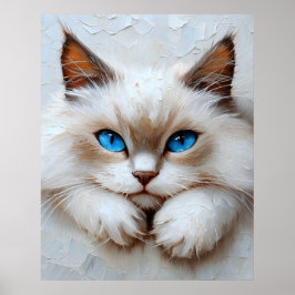 Poster Gentle Ragdoll Cat – Painterly Pastel Composition