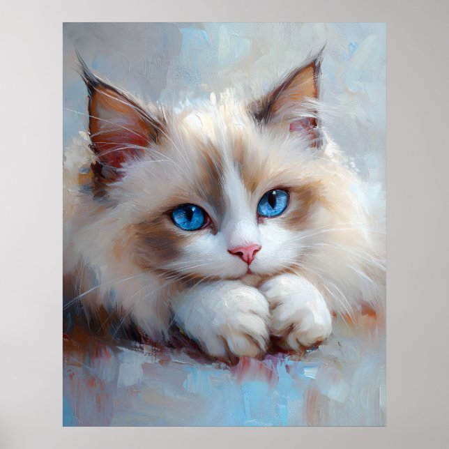 Poster Gentle Ragdoll Cat – Soft Pastel Art Print (Frente)