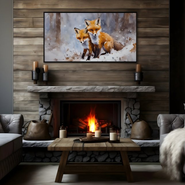 Poster Gentle Winter Foxes Print | Samsung Frame TV Art (Criador carregado)