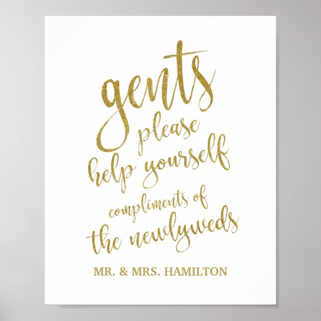 Pôster Gents Bathroom Basket Glitter 8x10 Sinal de Casame (Frente)