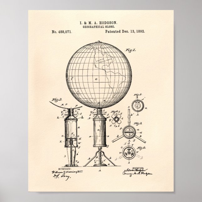 Pôster Geográfico 1892 Arte Patente (Frente)