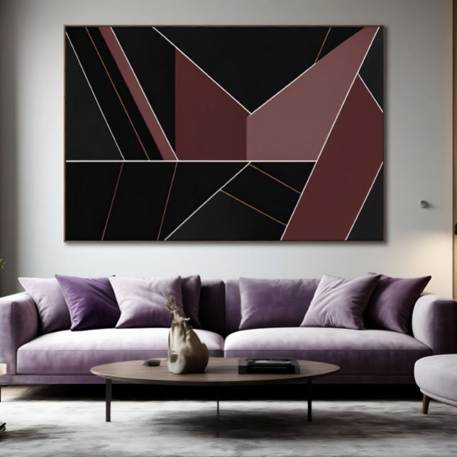 Poster Geometria Abstrata Burgundy e Preto (Criador carregado)