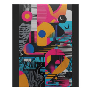 Pôster Geometria Abstrata Vibrante Design de Pop Caos Gli
