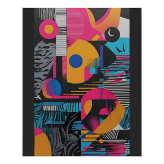 Pôster Geometria Abstrata Vibrante Design de Pop Caos Gli