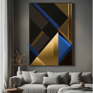 Poster Geometria Azul e Dourada