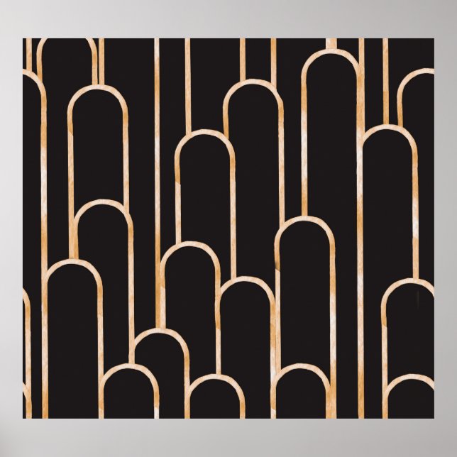 Poster Geometria da Arte Deco: Papel de parede Dourado de (Frente)