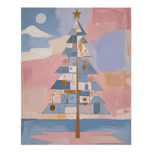 Pôster Geometria de Natal Abstrata (Frente)