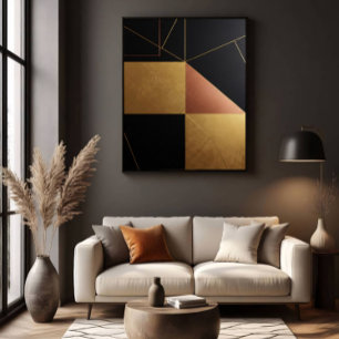 Poster Geometria de Reflexos Dourados