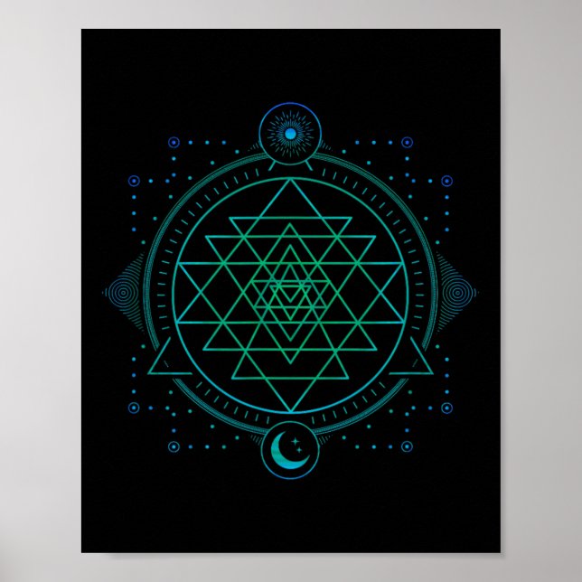 Poster Geometria do Chakra do Sol e da Lua Sri Yantra (Frente)