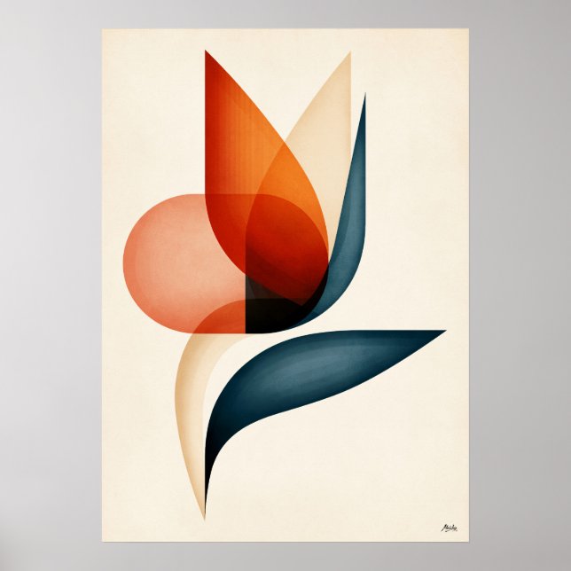 Poster Geometria do Pássaro do Paraíso Japandi (Frente)