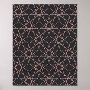 Poster Geometria Estelar Quíntupla em Carvão e Bege