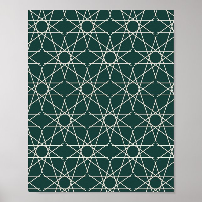 Poster Geometria Estelar Quíntupla em Teal Profundo e Mar (Frente)