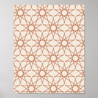 Poster Geometria Estelar Quíntupla em Terracota e Marfim