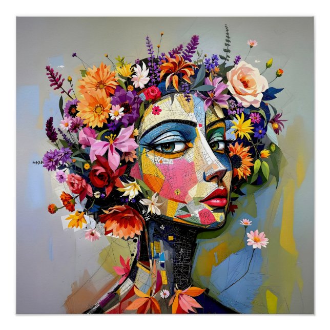 Pôster "Geometria Floral" - Retrato Botânico (Frente)