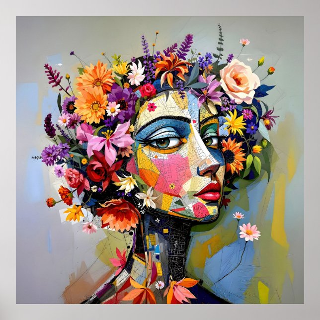 Poster "Geometria Floral" - Retrato Botânico (Frente)