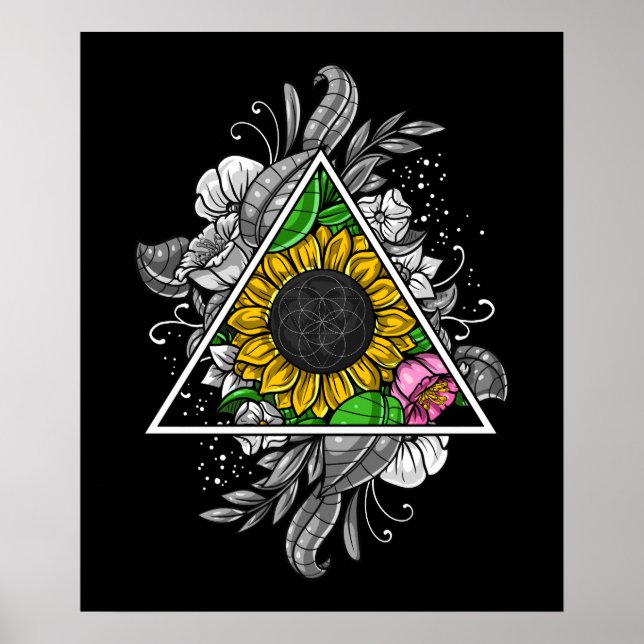 Poster Geometria Floral Sagrada (Frente)