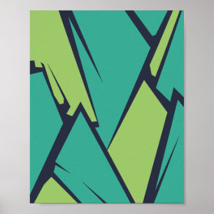 Poster Geometria fragmentada em Verde e Teal