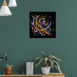 Poster Geometria Órbita Cósmica - Círculo de Abstrato e A
