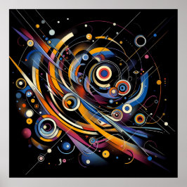 Poster Geometria Órbita Cósmica - Círculo de Abstrato e A