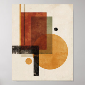 Poster Geometria Retro – Arte Minimalista de Parede em Be