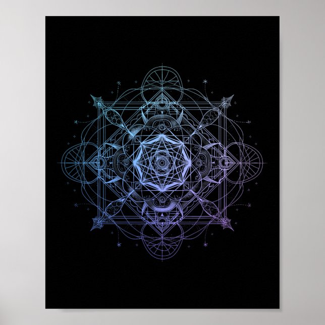 Poster Geometria Sagrada Cubo de Metatron Yoga Espiritual (Frente)