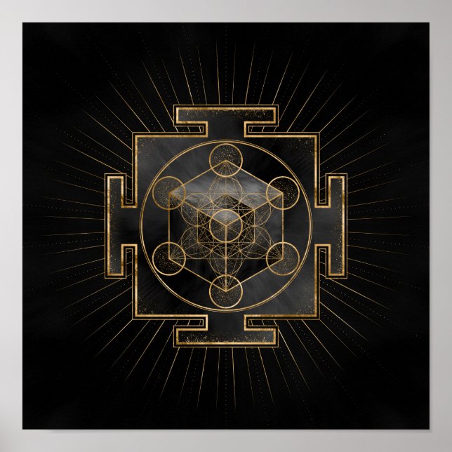 Poster Geometria Sagrada do Cubo Sri Yantra (Frente)