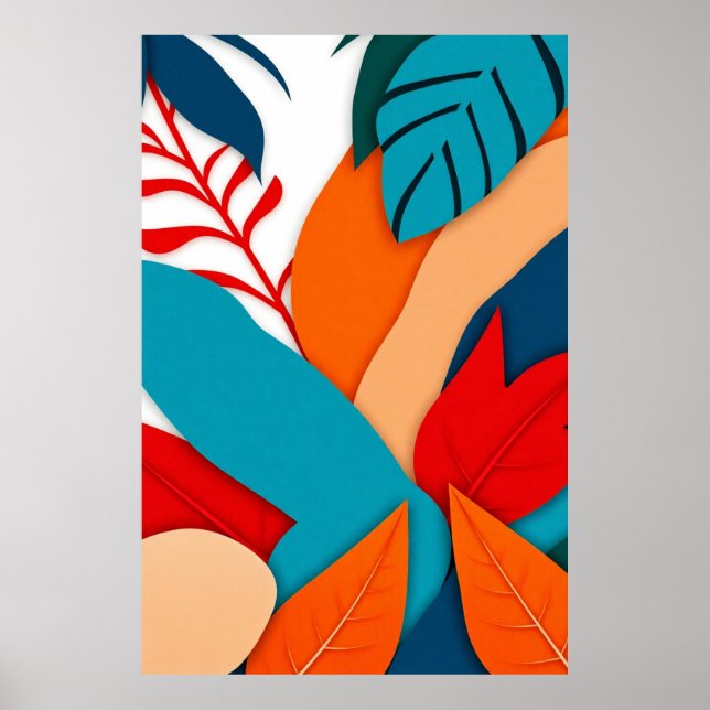 Poster Geometria Tropical: Colagem Digital Negrito e Vibr (Frente)