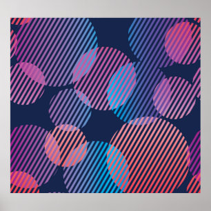 Poster Geometria Tropical: Design violeta e rosa noturno