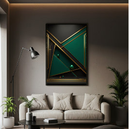 Poster Geometria Verde e Dourada