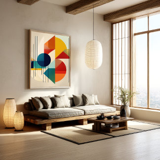 Poster Geometric Abstract Art in Bauhaus Style