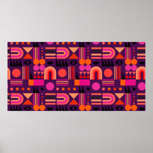 Poster Geometric abstract seamless pattern with shapes of