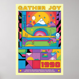 Poster Geometric Art Print Retro 1990s Abstract Mountain