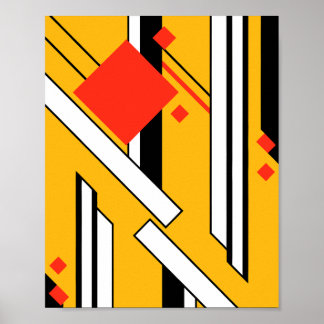Poster Geometric Design with Bold Lines & Red Diamonds
