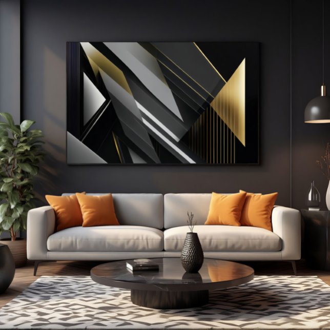 Poster Geometric Elegance Gold & Black (Criador carregado)