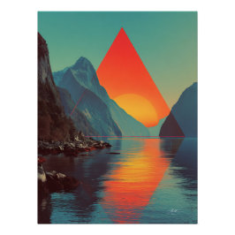 Pôster Geometric Fjord Sunset