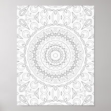 Geometric Floral Mandala Coloring Design