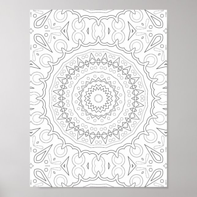 Poster Geometric Floral Mandala Coloring Design (Frente)