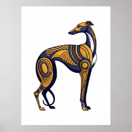 Poster Geometric Greyhound Art Deco Tribal Style