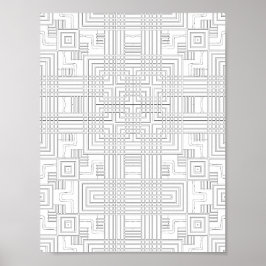 Poster Geometric Grid Coloring Page Circuit Style Design