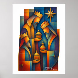 Poster Geometric Magi - Three Wise Men Christmas Star Art