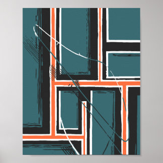 Poster Geometric Pathways with Abstract Brush Strokes