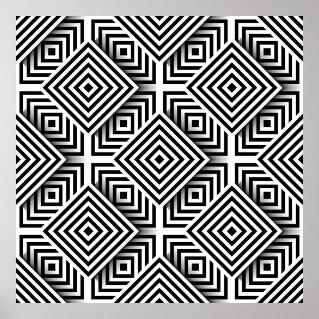 Poster Geometric pattern. Black and white. Squares and st (Frente)