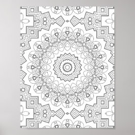 Poster Geometric Petal Ring Coloring Page Artwork Design
