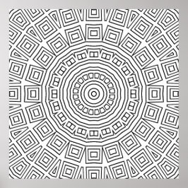 Poster Geometric Square Spiral Mandala Pattern Design