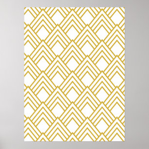 Poster Geométrico abstrato, branco e dourado