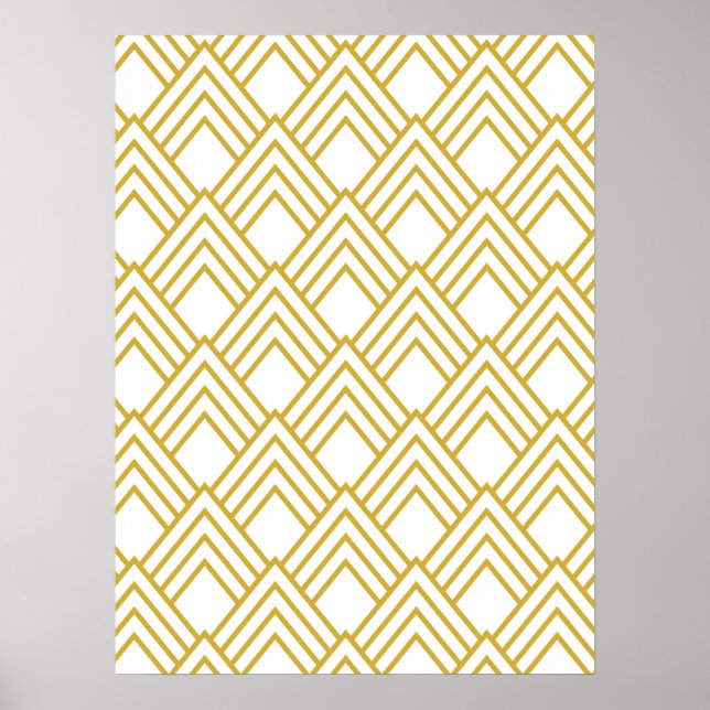 Poster Geométrico abstrato, branco e dourado (Frente)