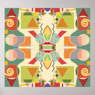 Poster Geométrico Artístico: Padrão Colorido Sem Costura