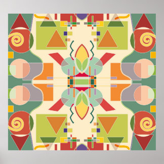 Poster Geométrico Artístico: Padrão Colorido Sem Costura