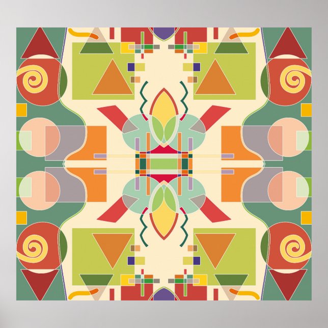 Poster Geométrico Artístico: Padrão Colorido Sem Costura (Frente)